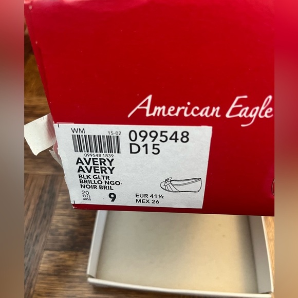 American Eagle AVERY Black Glitter Flats SIZE 9 - Picture 2 of 7